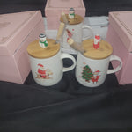 Christmas porcelain mugs with spoon