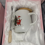 Christmas porcelain mugs with spoon