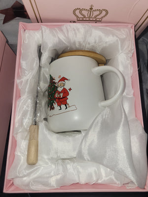 Christmas porcelain mugs with spoon