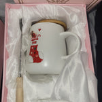 Christmas porcelain mugs with spoon