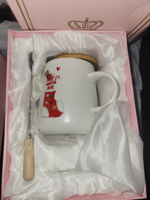 Christmas porcelain mugs with spoon