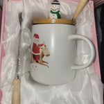 Christmas porcelain mugs with spoon