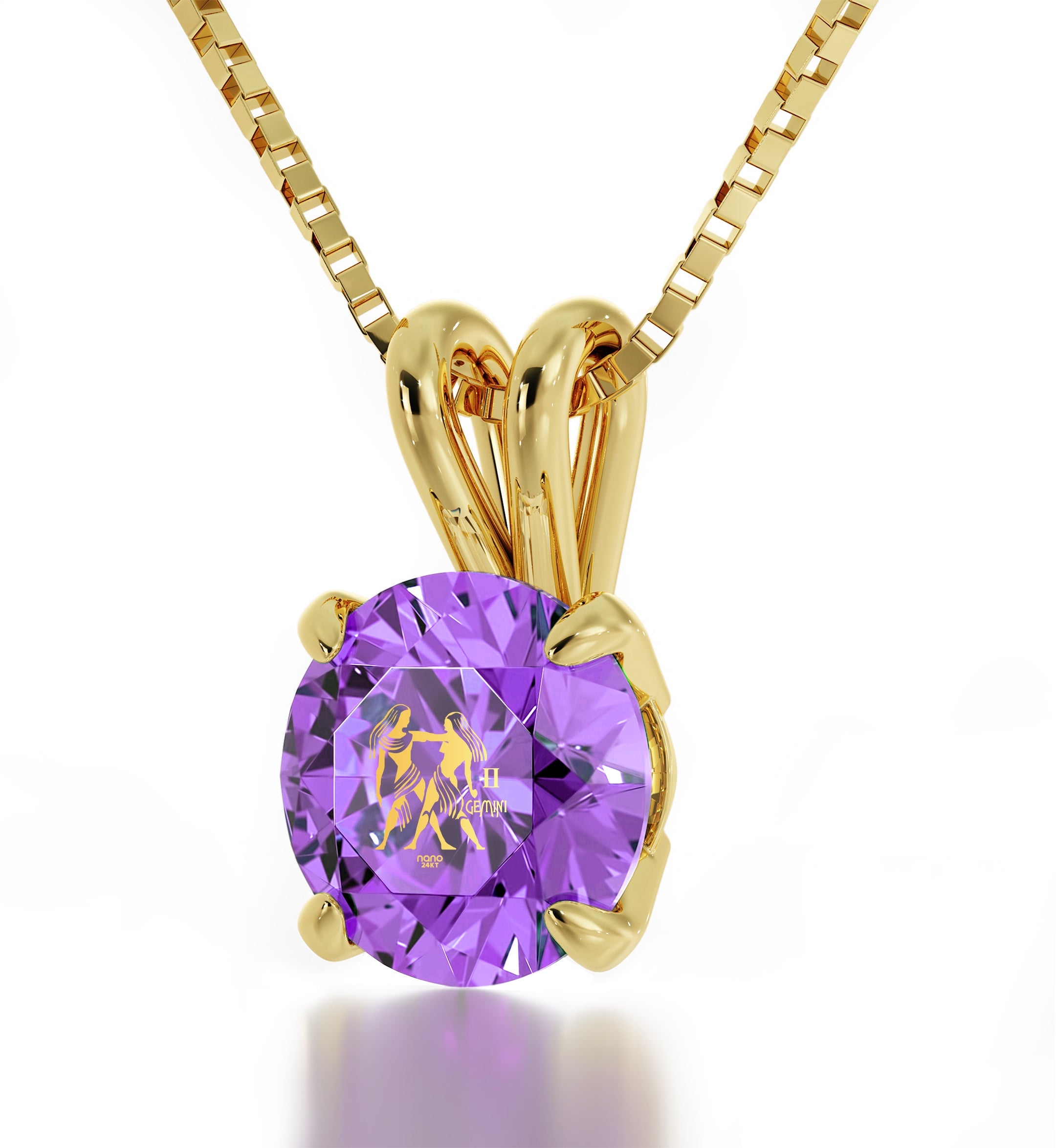 Gemini Necklace Gold Zodiac Pendant