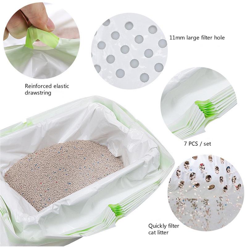 Sifting Cat Litter Bag Drawstring Extra-Thick Cat Litter Box Bag Reusable Multi-Functional Cat Litter Tray Sifter Bag Pet