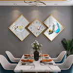 TUDA Living room Decoration Stylish Atmosphere Silent Wall clock Restaurant Modern Creative Rhombus Crystal Porcelain painting