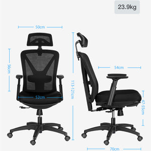 Office Chair Mesh Midday Rest Chair with Hidden Retractable Footrest Adjustable Headrest &amp; Lumbar Support Breathable Mesh Chair