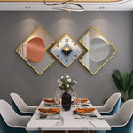 TUDA Living room Decoration Stylish Atmosphere Silent Wall clock Restaurant Modern Creative Rhombus Crystal Porcelain painting