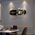 New Light Luxury Metal Wall Clock Living Room Home office Modern Minimalist Personality Fashion  Decoration With Lamp Wall Clock