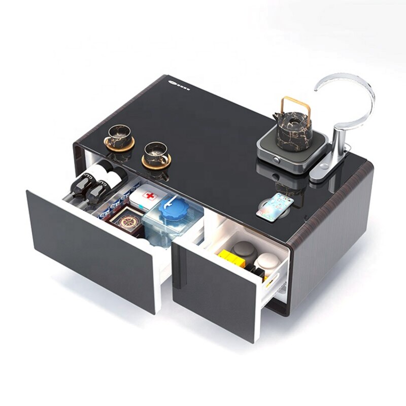 nordic smart coffee tea table fridge Modern coffee table with refrigerator