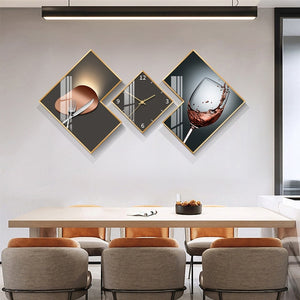 TUDA Living room Decoration Stylish Atmosphere Silent Wall clock Restaurant Modern Creative Rhombus Crystal Porcelain painting