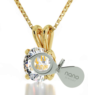 Gemini Necklace Gold Zodiac Pendant