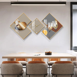 TUDA Living room Decoration Stylish Atmosphere Silent Wall clock Restaurant Modern Creative Rhombus Crystal Porcelain painting