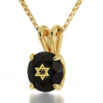 Star of David Gold Necklace Shema Israel Solitaire Pendant