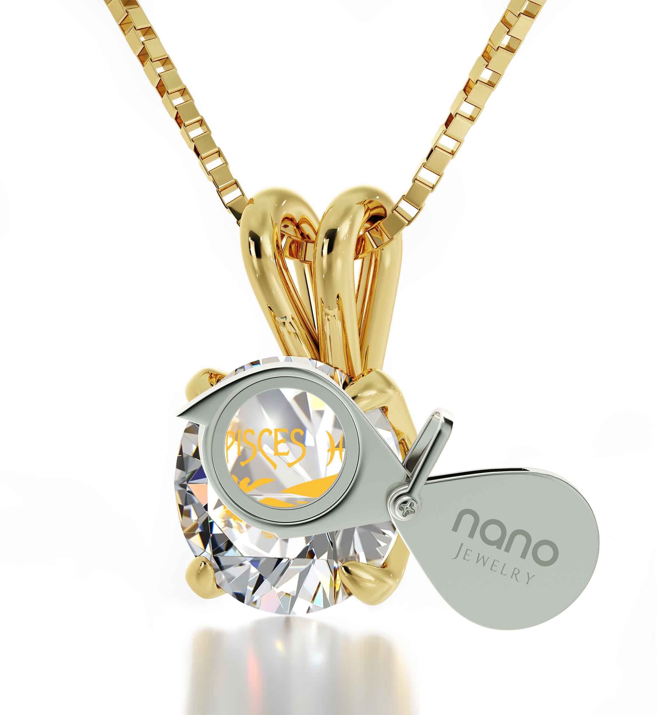 Pisces Necklace Gold Zodiac Pendant